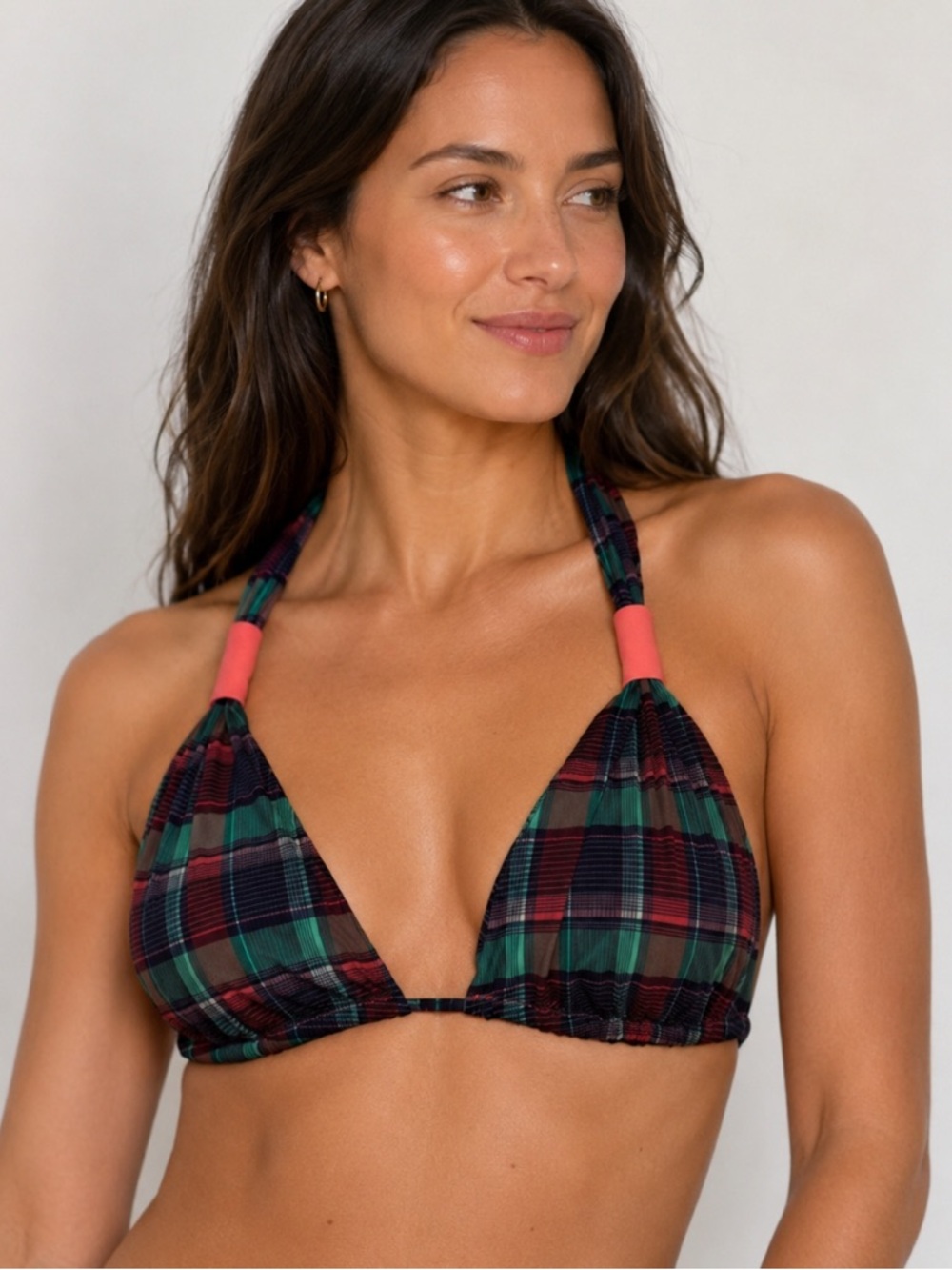 Despite Marisa Plaid Halter Bikini Top size Small NWT